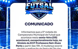 5ª rodada do Campeonato Municipal de Futsal tem mudança de local