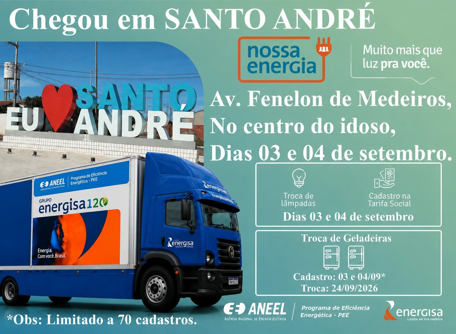 Projeto Nossa Energia chega a Santo André com troca de lâmpadas e geladeiras