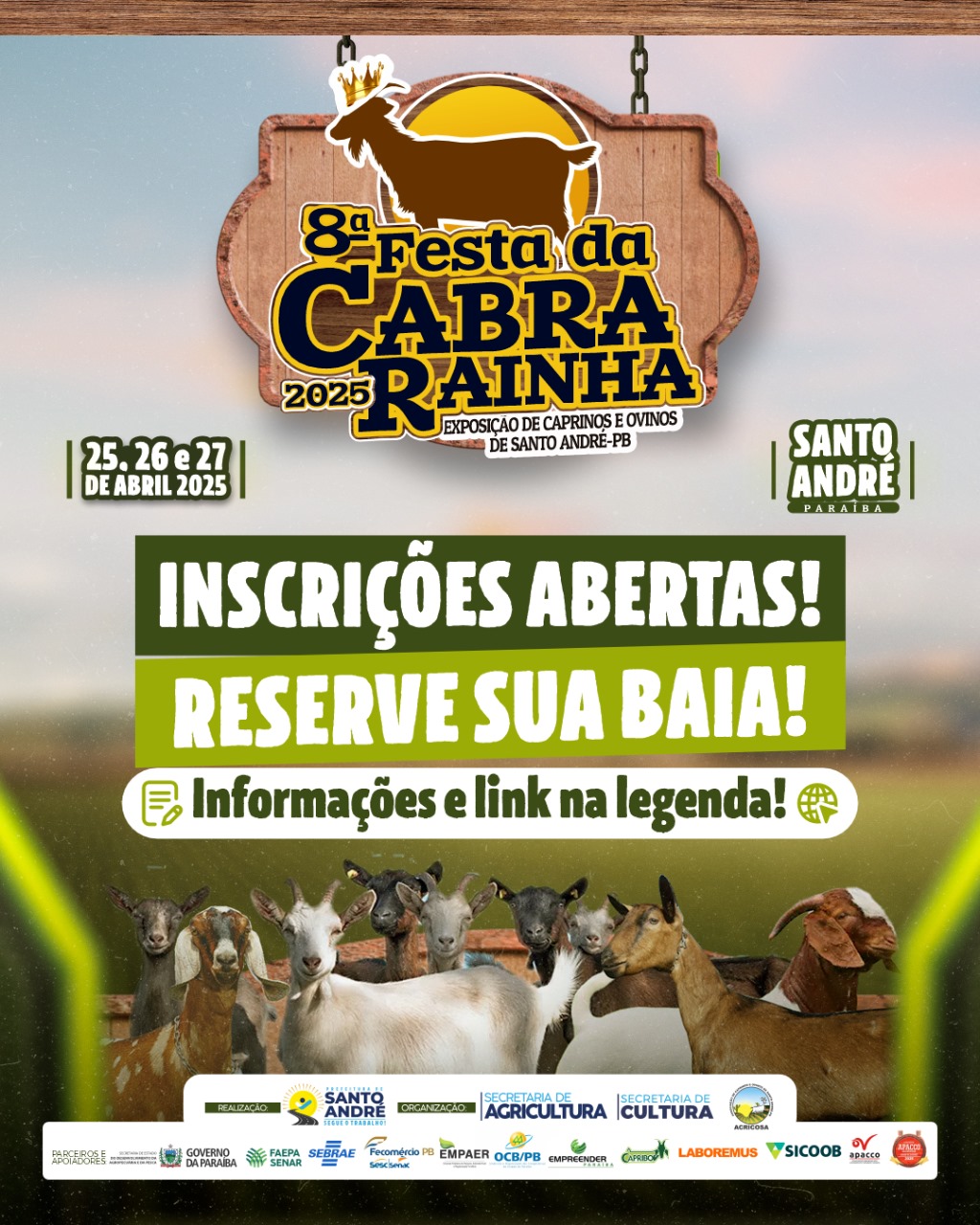 Prefeitura de Santo André divulga a abertura das inscrições para reserva de baias na 8ª Festa da Cabra Rainha