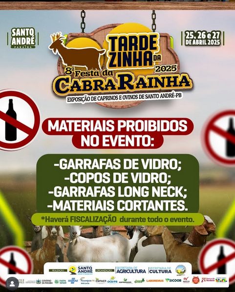 Festa da Cabra Rainha: Proibido uso de recipientes de vidro e materiais cortantes na 8ª edição