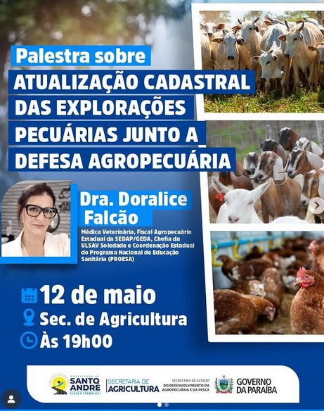 Agricultores de Santo André são convidados para palestra sobre atualização cadastral pecuária nesta segunda (12)