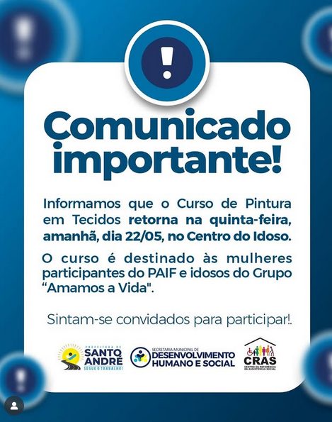 Curso de Pintura em Tecidos retorna nesta terça-feira no Centro do Idoso