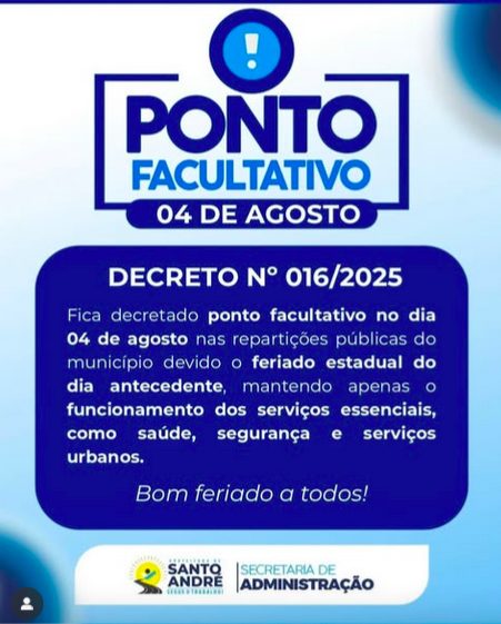 Ponto facultativo é decretado em 04 de agosto pelo aniversário da Paraíba